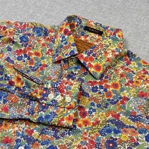 Simon Carter Floral Button-Up Shirt Mens Large Multicolor Long Sleeve Slim Fit